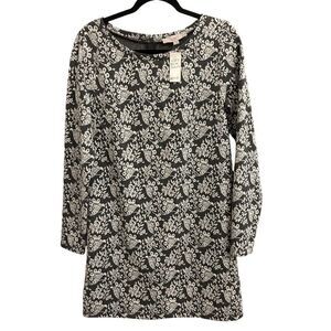 NWT Loft damask print knitted dress S Gray